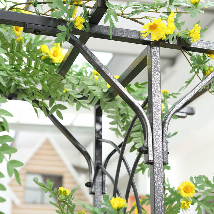 Outsunny 7ft Metal Garden Arch Outdoor Walkway Arbor For Decorative Climbing Plants Patio Lawn Backy