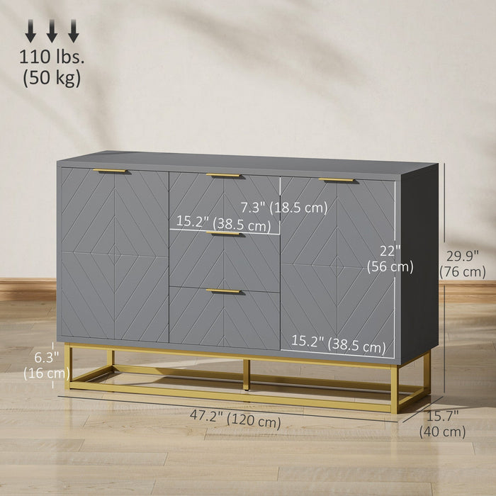 HOMCOM 3-Drawer Storage Cabinet Sideboard for Dining Room, Living Room