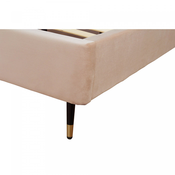 Crosby Modern Upholstered Velvet Queen Bed in Nude 