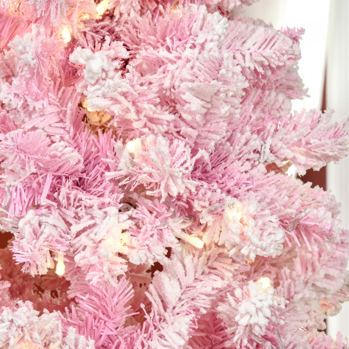 Homcom 7.5ft Snow Flocked Artificial Christmas Tree W/ Led Light