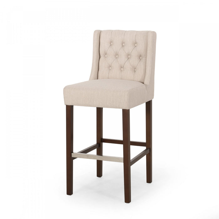 Bruce 30.5\" Counter Height Bar Stools Set Of 2 With Metal Legs And Fabric Upholstery - Beige 