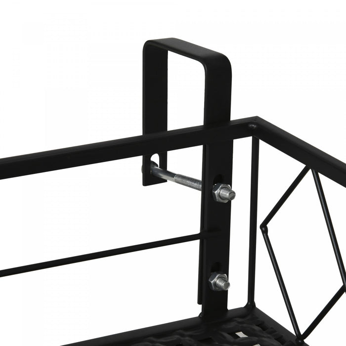 Outsunny 32'' X 12'' Hanging Flower Pot Stand Rack With Hooks, Metal Plant Pot Holder, Railing Shelf