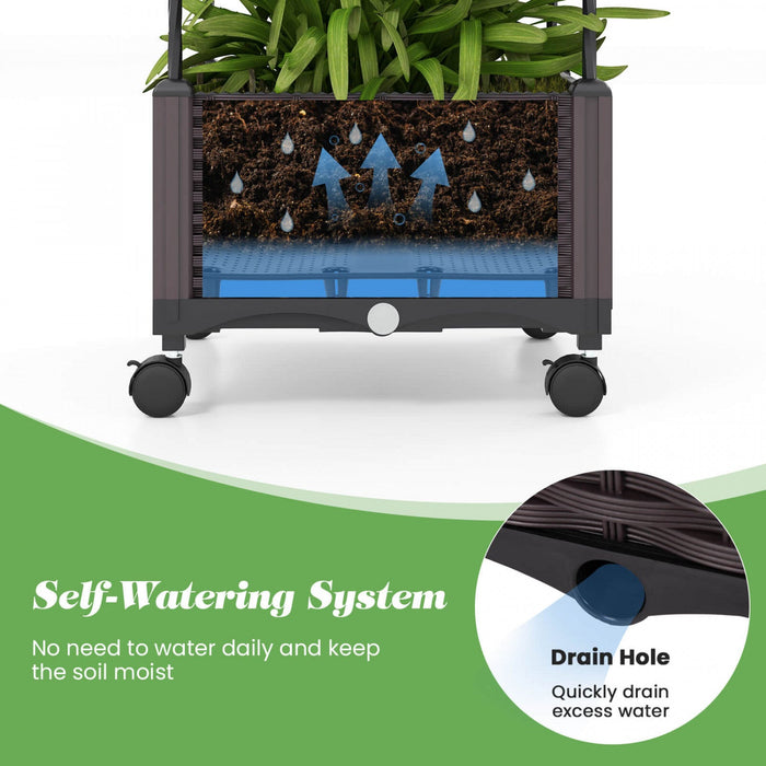 Costway 2 Pcs 67" Planter Raised Garden Bed With Planter Box &trellis Adjustable Height