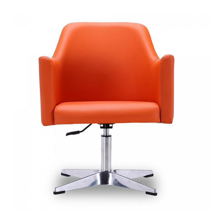 Pelo Modern Vegan Leather Swivel Lounge Chair in Orange - Set of 2 Accent Chair 