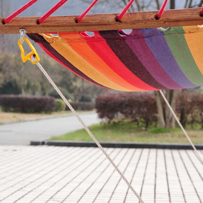 Outsunny 10' Outdoor Swing Hammock, Hammock With Wood Stand Rainbow Bed, Heavy Duty Roman Arc Hammoc