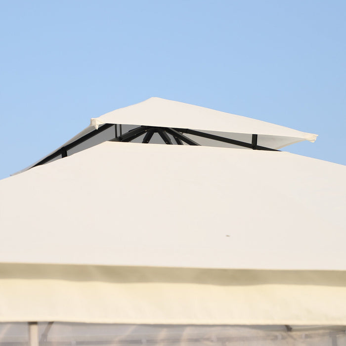 Outsunny 10'x10' Gazebo Canopy Outdoor Patio Sun Shelter Uv Protect W/ 2-tier Polyester Roof Curtain