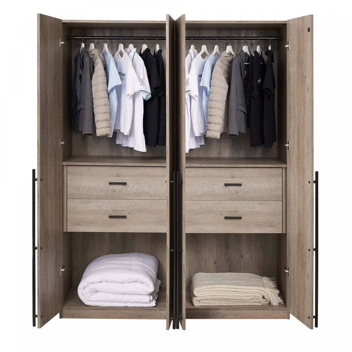 Lee Modern 32\" Wardrobe Closet in Rustic Gray - Set of 2 Armoire 