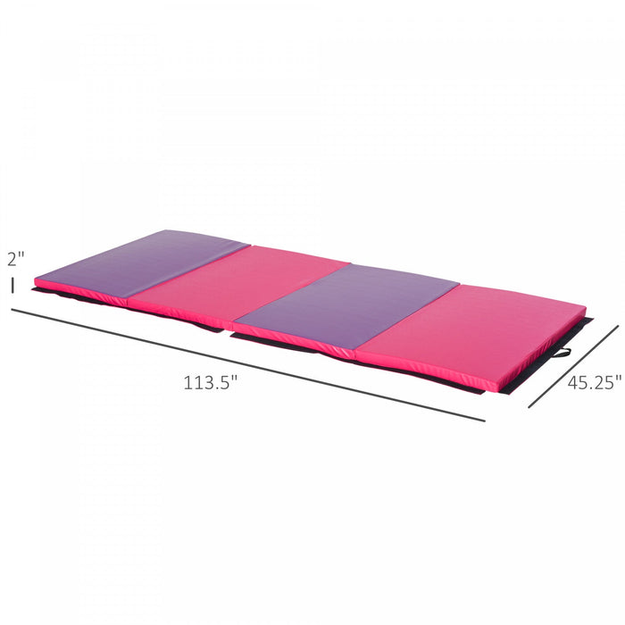 Soozier 4'x10'x2'' Folding Gymnastics Tumbling Mat, Exercise Mat With Carrying Handles For Yoga, Mma