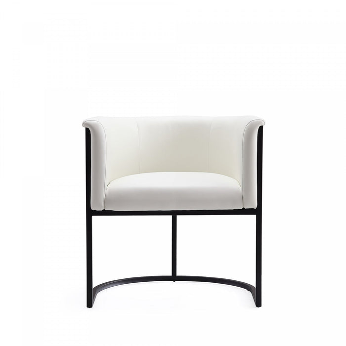 Cosmopolitan Mid-Century Modern Vegan Leather Metal Dining Chair in Ivory - Set of 2 