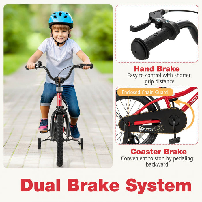 Costway 18" Kids Bike For 4-8 Years Old Boys & Girls With Adjustable Seat Handbrake Reflectors Red