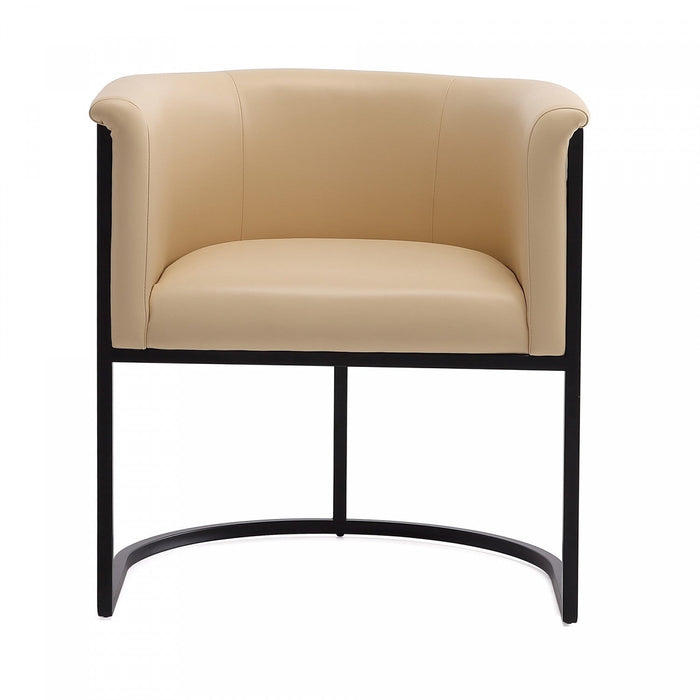 Cosmopolitan Mid-Century Modern Vegan Leather Metal Dining Chair in Tan - Set of 2 