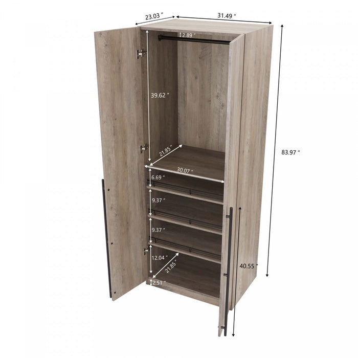 Lee Modern 3-Piece Wardrobe Closet in Rustic Gray Armoire 