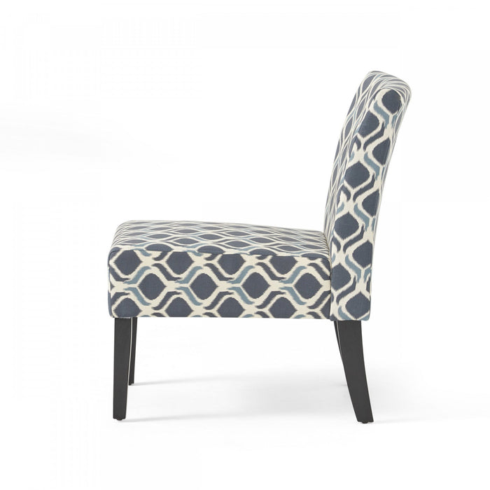 Oliver Linen-look Fabric Accent Chair Set Of 2 With Rubberwood Legs - Blue 