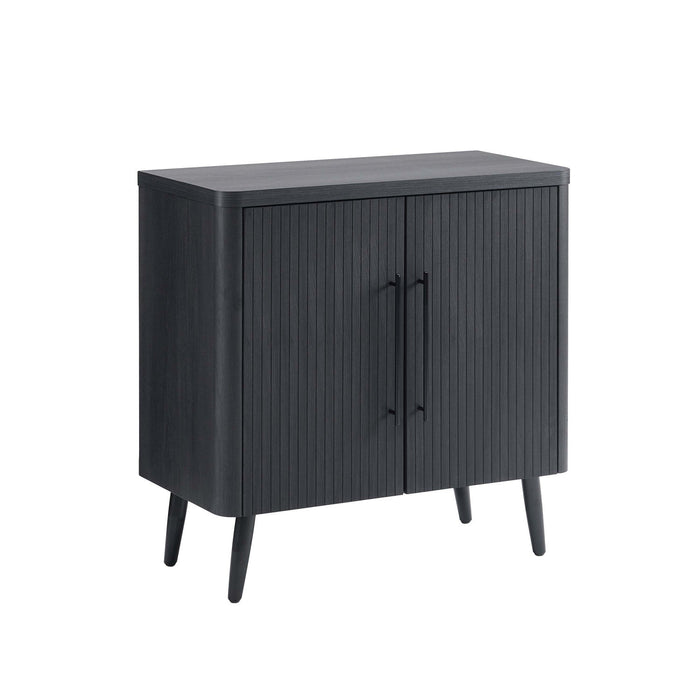 Jodie Mid-Century Modern 31\" Fluted Accent Cabinet in Charcoal Gray 