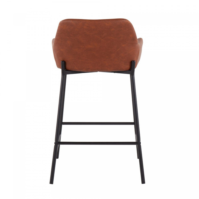 LumiSource Daniella Camel Faux Leather Industrial Counter-Height Stool - Set of 2