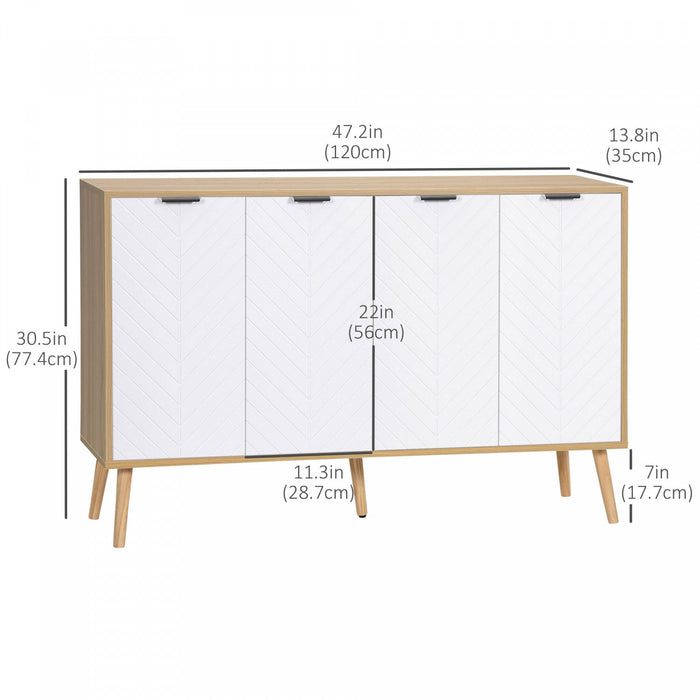 HOMCOM 47" Sideboard, Buffet Cabinet with Adjustable Shelves, Natural