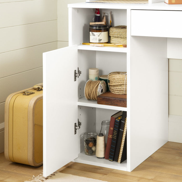 Crea Craft Table With Hutch - Pure White 