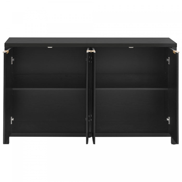 Ted 55\" Fluted Buffet Cabinet With Storage And Adjustable Shelves - Black 