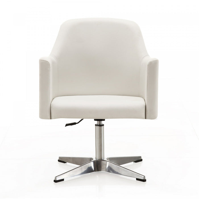 Pelo Modern Vegan Leather Swivel Lounge Chair in White - Set of 2 Accent Chair 