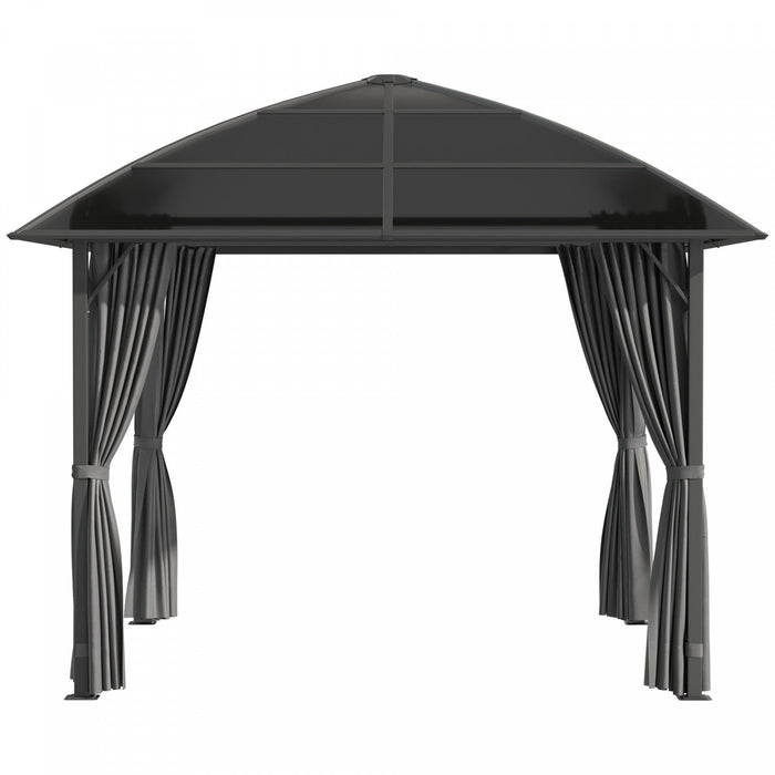 Outsunny 10' X 10' Outdoor Gazebo Canopy, Hardtop Gazebo With uv60+ Polycarbonate Roof, Solid Steel 