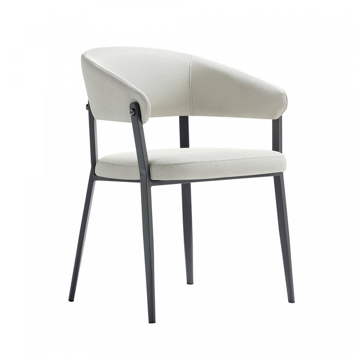 Belle Modern Metal Upholstered Dining Chair in Oatmeal 
