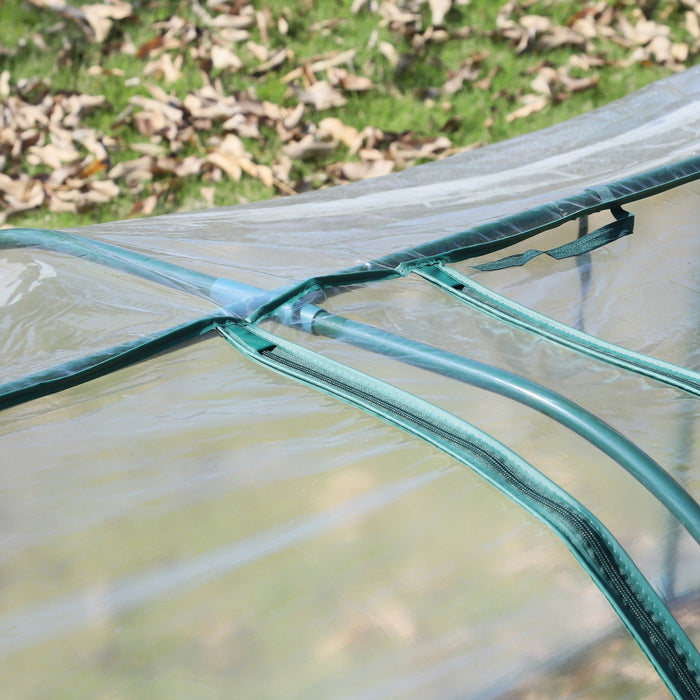 Outsunny 11.5' X 3' X 2.5' Portable Mini Tunnel Greenhouse With 3 Zipped Doors, Portable Small Green
