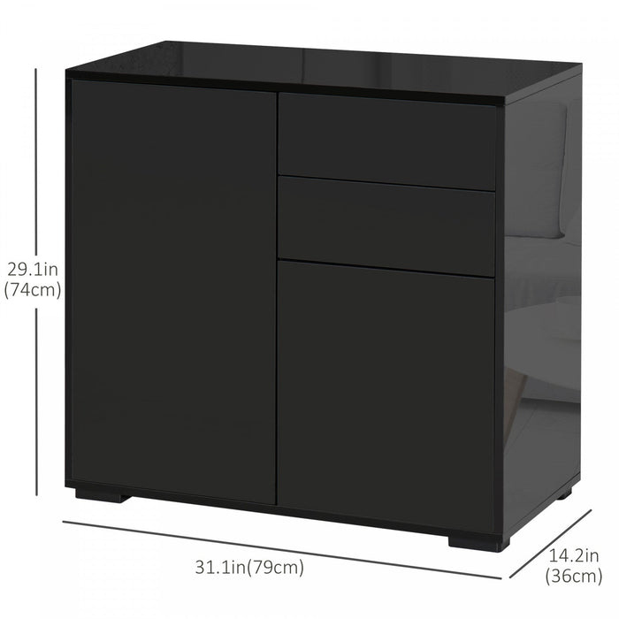 HOMCOM High Gloss Buffet Sideboard with Drawers Kitchen Storage Cabinet