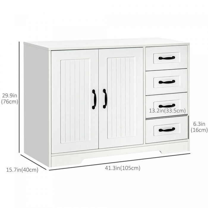HOMCOM Modern Sideboard Storage Cabinet, Freestanding Accent Cupboard White
