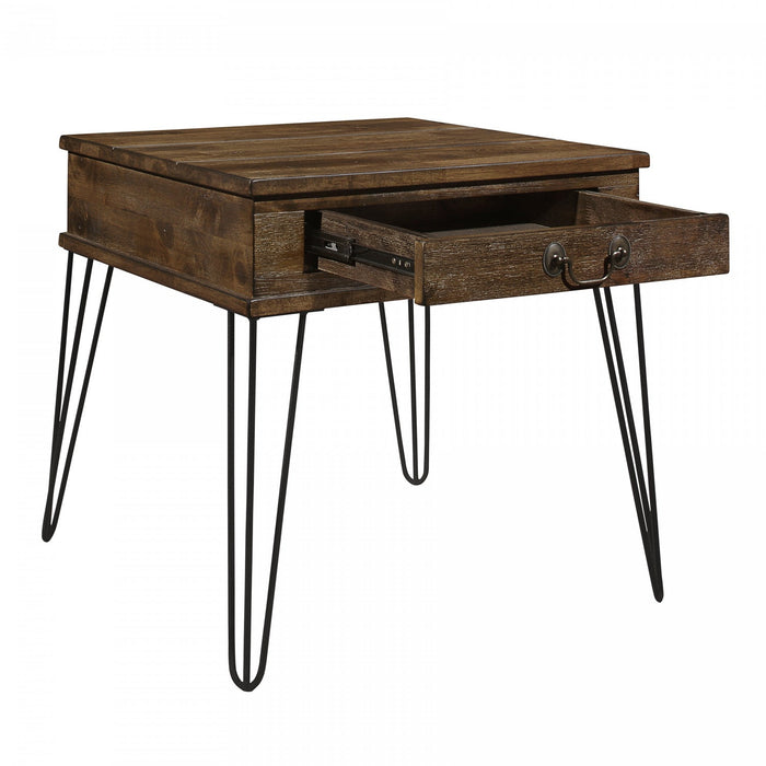 Hughey End Table With 1 Drawer, Rustic Oak 