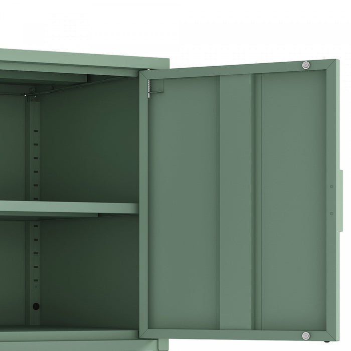 Ava Modern 24\" Metal Accent Cabinet in Sage Green 