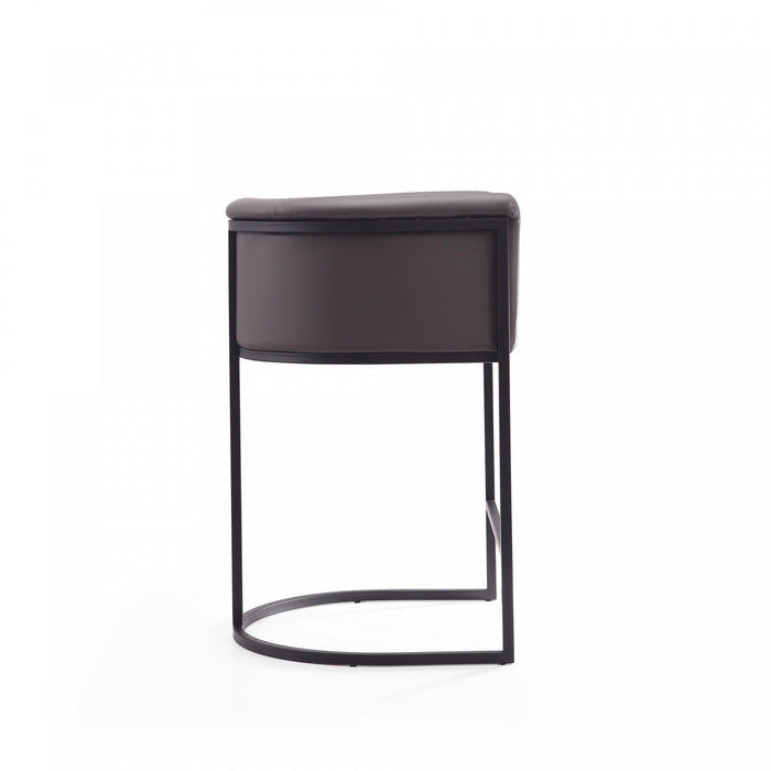 Cosmopolitan Mid-Century Modern Metal Upholstered Counter Stool in Graphite - Set of 2 Bar Stool 