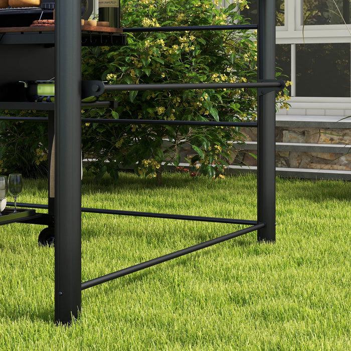 Outsunny 8' X 5' Grill Gazebo Shelter With Interlaced Vented Pc Roof, Outdoor Bbq Canopy With Side S