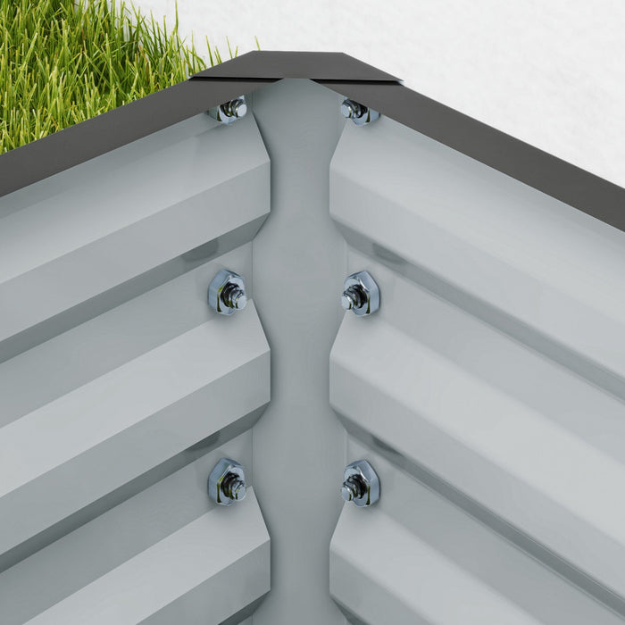 Outsunny Raised Garden Beds Set of 2, Galvanized Planter Box, Light Grey