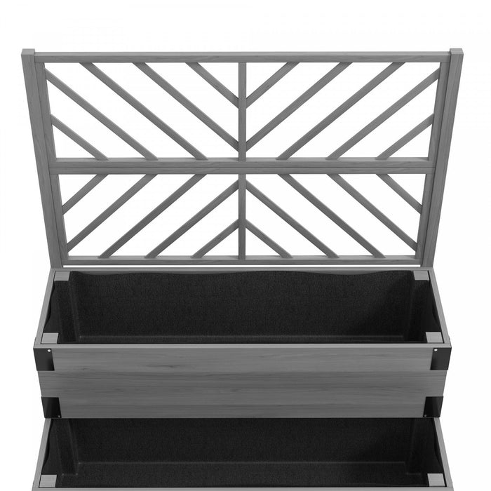 Outsunny 2 Tier Wooden Raised Bed W/ Trellis Elevated Planter Box, Grey