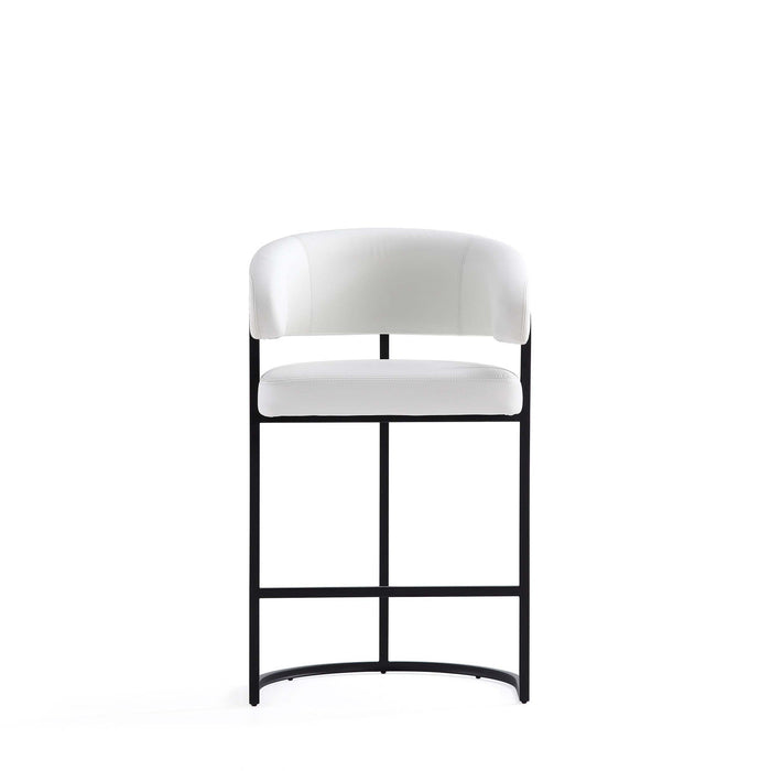 Augusta Modern Metal Upholstered Counter Stool in White - Set of 2 