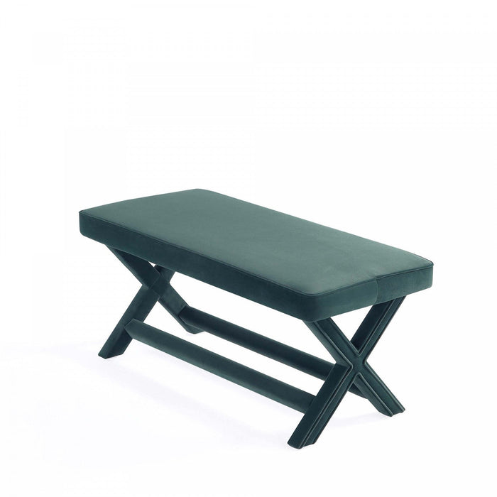 Abigail Mid-Century Modern Upholstered Velvet Accent Bench in Forest Green 