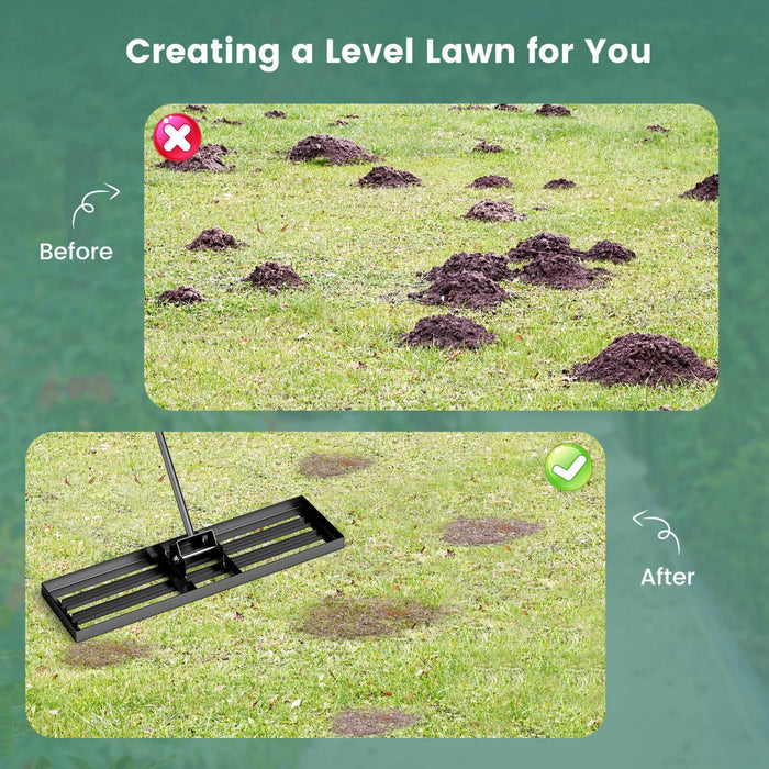 Costway Lawn Leveling Rake 36" X 10" Heavy Duty Level Lawn Tool For Garden Backyard/lawn Black