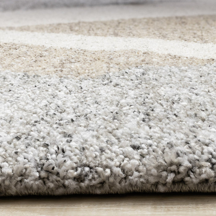 Maverick White Beige Grey Modern Plush Area Rug - 5'3\" x 7'7\"