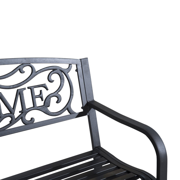 Outsunny 50" 2-seater Garden Bench, Patio Decorative Chair, Black
