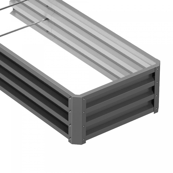 Outsunny L-shaped Raised Garden Bed, 82\" X 109\" X 12'' Galvanized Steel Planter Box With Multi-reinf