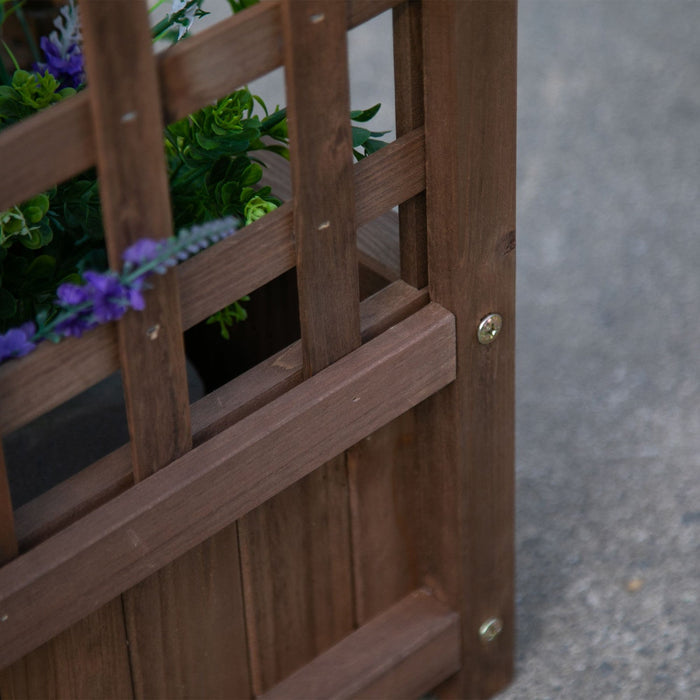 Outsunny Raised Garden Bed With Trellis For Climbing Vines, Wood Garden Planter Box, Free Standing F