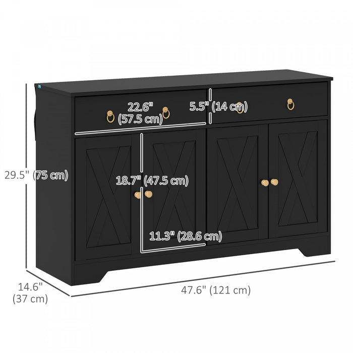 HOMCOM Sideboard Buffet Cabinet, Kitchen Cabinet with Drawers, Black
