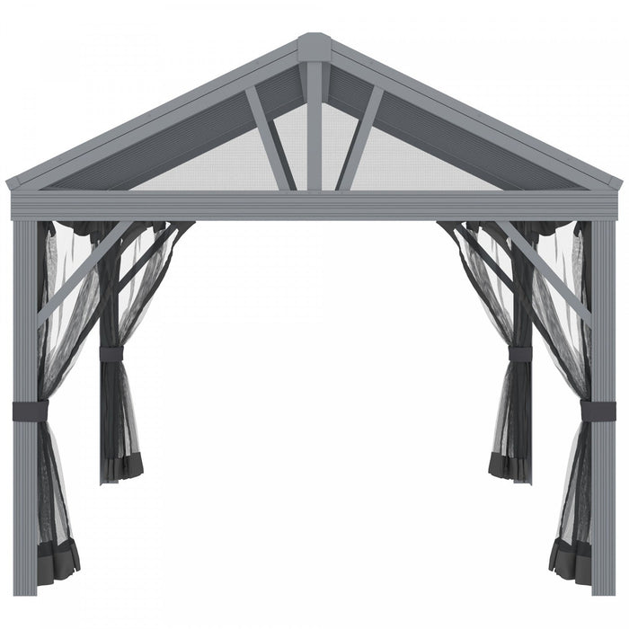 Outsunny 10' X 12' Hardtop Gazebo Canopy With Galvanized Steel Roof, Aluminum Frame, Permanent Pavil