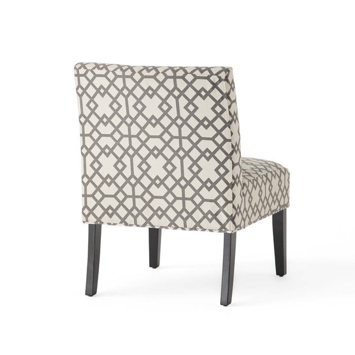 Oliver Linen-look Fabric Accent Chair With Rubberwood Legs - Grey and Ivory 