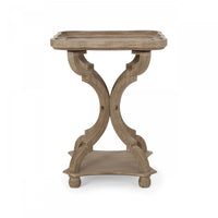 Jason Traditional Square Side Table With Shelf, Driftwood