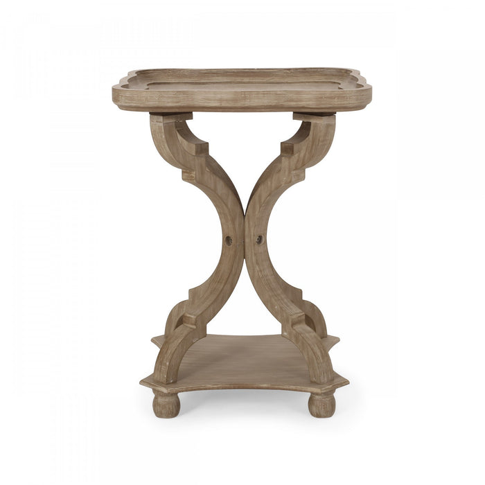 Jason Traditional Square Side Table With Shelf, Driftwood 