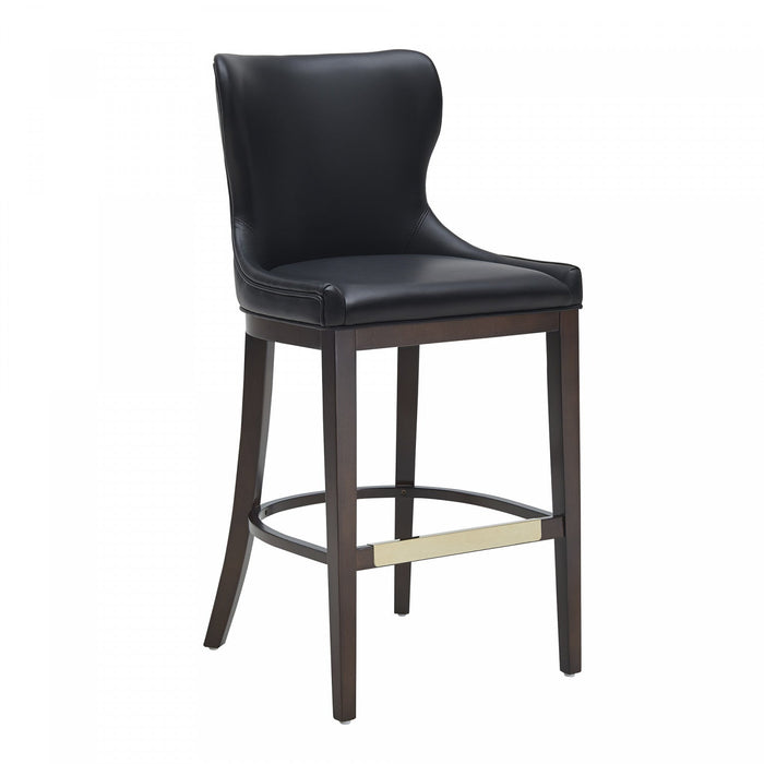 Blair Modern Wood Upholstered Barstool in Black - Set of 2 Bar Stool 