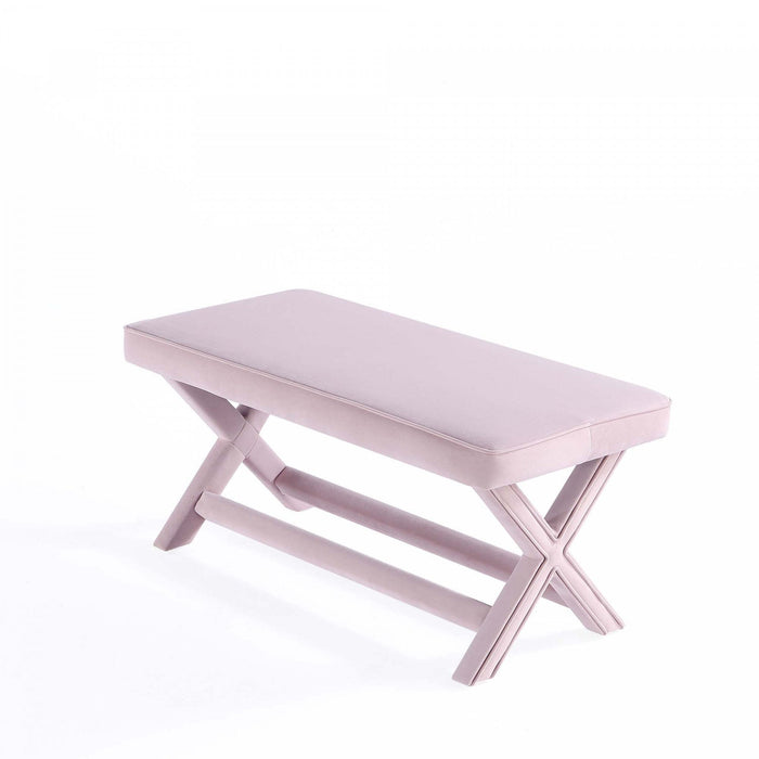 Abigail Mid-Century Modern Upholstered Velvet Accent Bench in Pink 