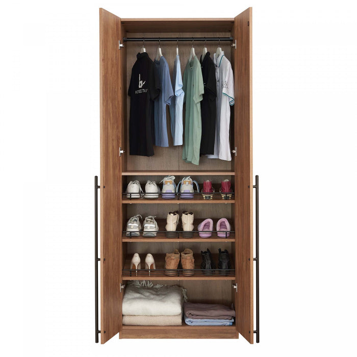 Lee Modern 32\" Wardrobe Closet in Golden Brown Armoire 