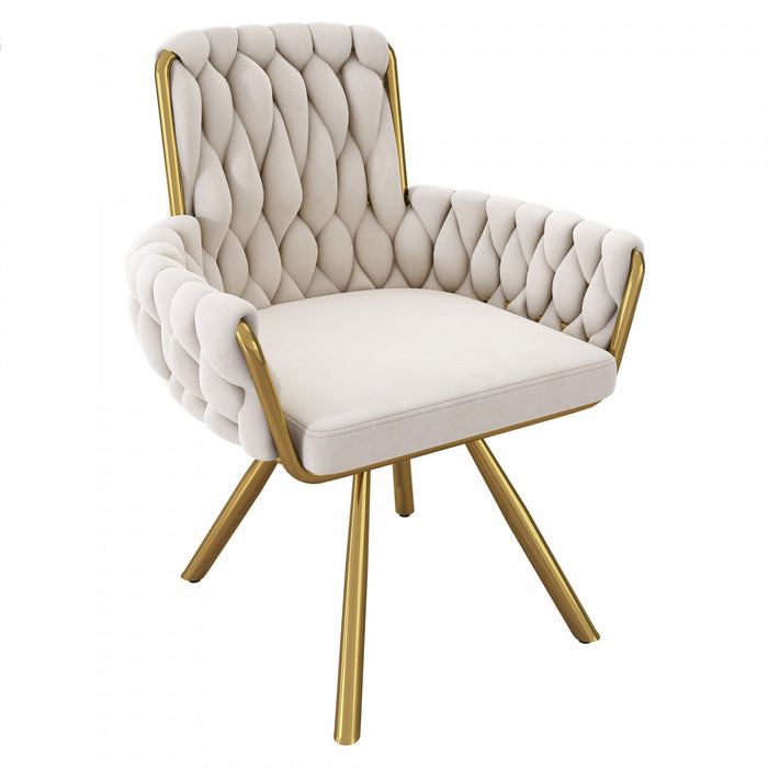 Timothy Velvet Swivel Dining Chairs with Tufted Upholstered and Metal Legs Set of 2, Glod  